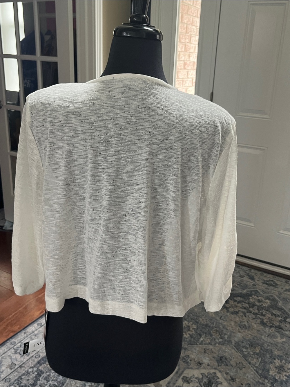 Perceptions Light Cream Open-Front Draped Cardigan - Picture 2 of 5